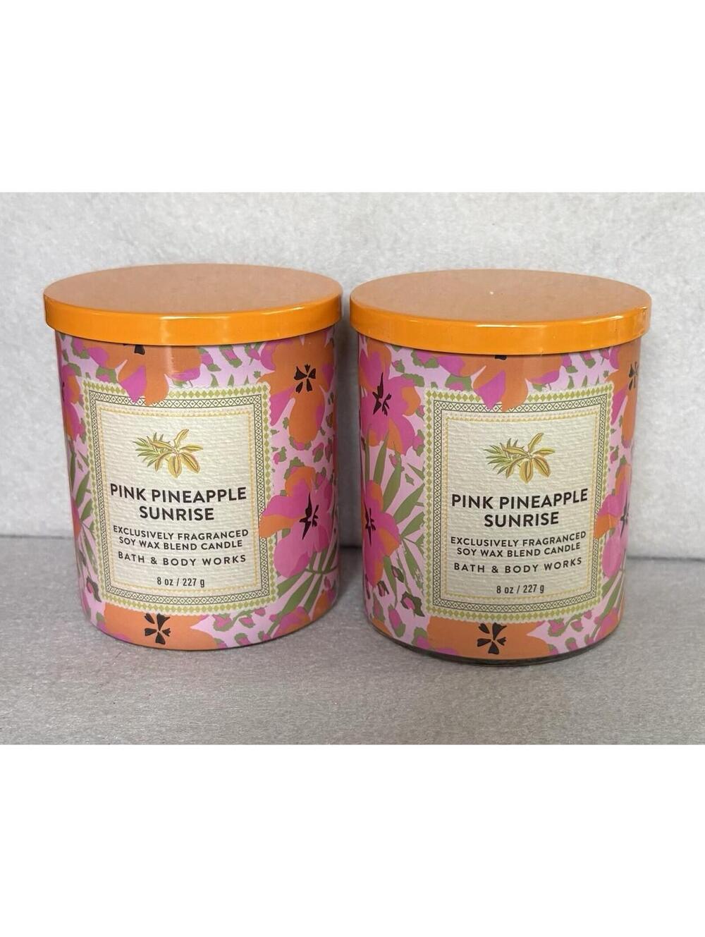 Set of 2 Bath & Body Works Pink Pineapple Sunrise Single-Wick Jar Candle NEW
